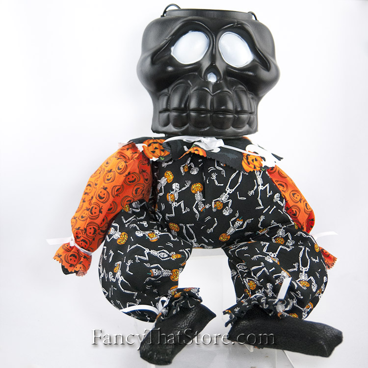 Skull Halloween Pail Orange