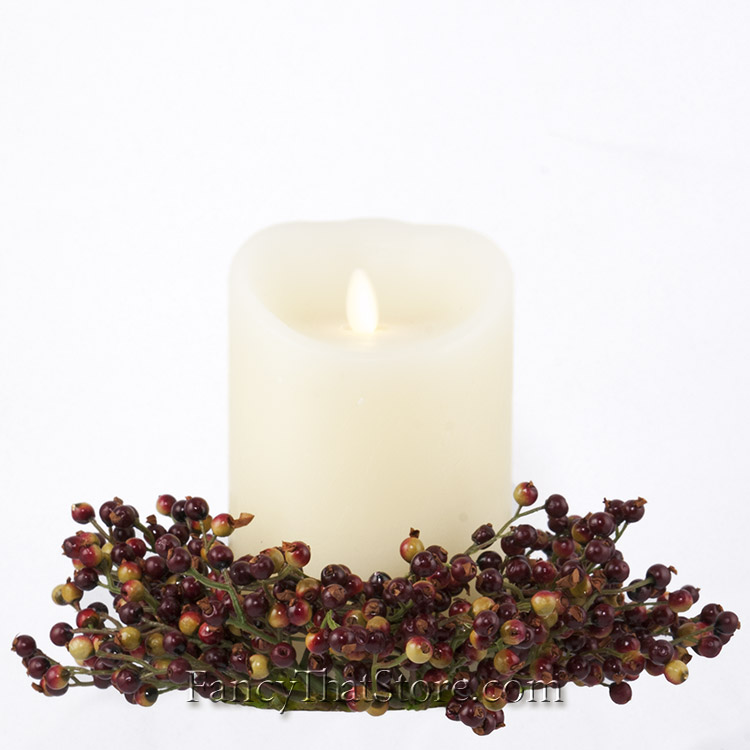 Berry Candle Ring Green/Red Small