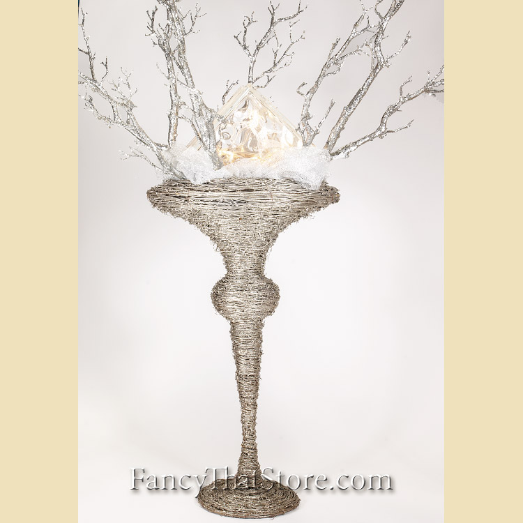 Platinum Glittered Trumpet Vase