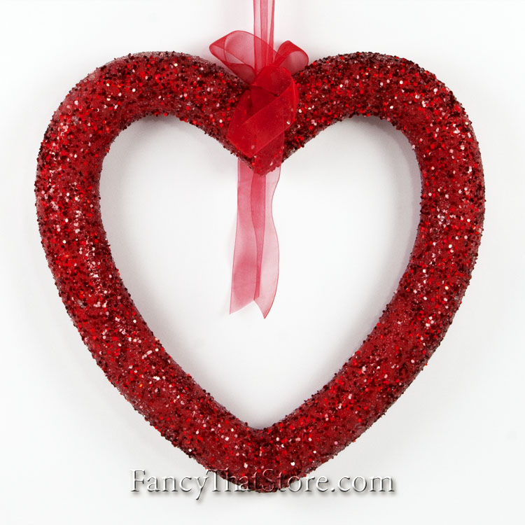 Glittered Red Heart Ornament 15 Inches