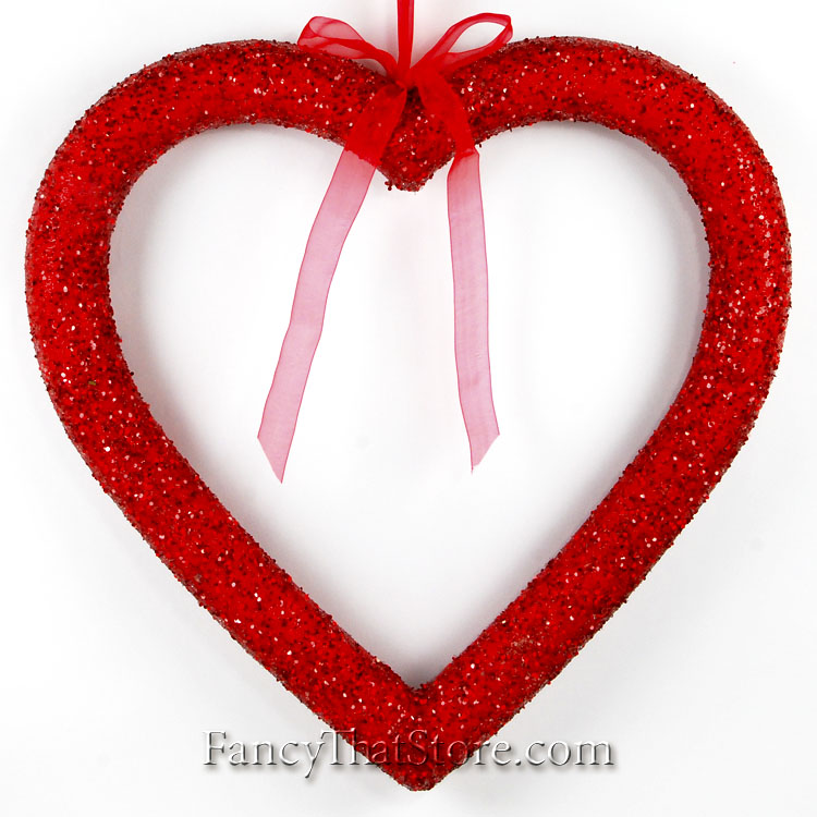 Glittered Red Heart Ornament 20 Inches
