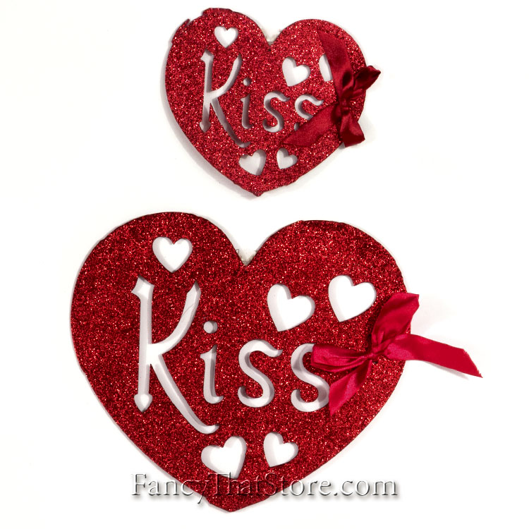 Glittered Kiss Hearts - Set of 2