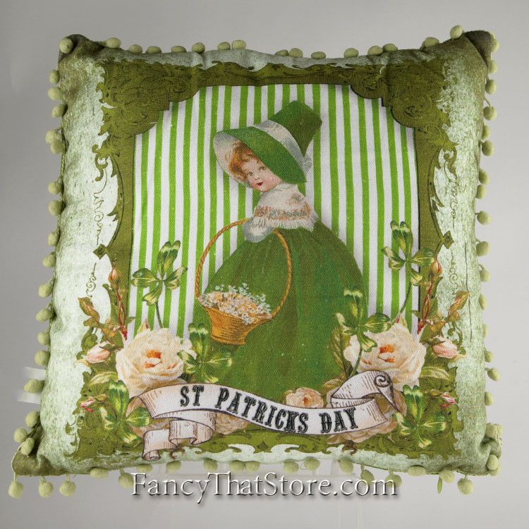St Patrick's Day Lass Pillow by Tina Haller