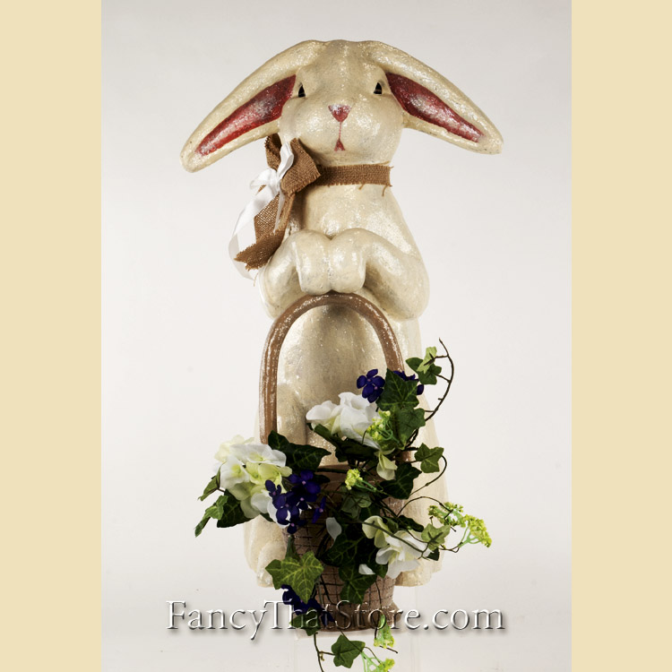 Whitney Bunny with Basket and Floral Arrangement