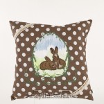 Embroidered Bunny Pillow Brown