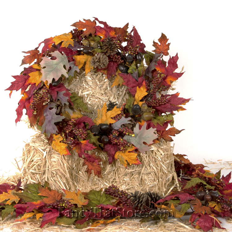 Fall Harvest Leaf Wreath and Garland
