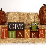 Give Thanks Wood Block Set with Owl