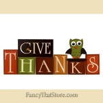 Give Thanks Wood Block Set with Owl