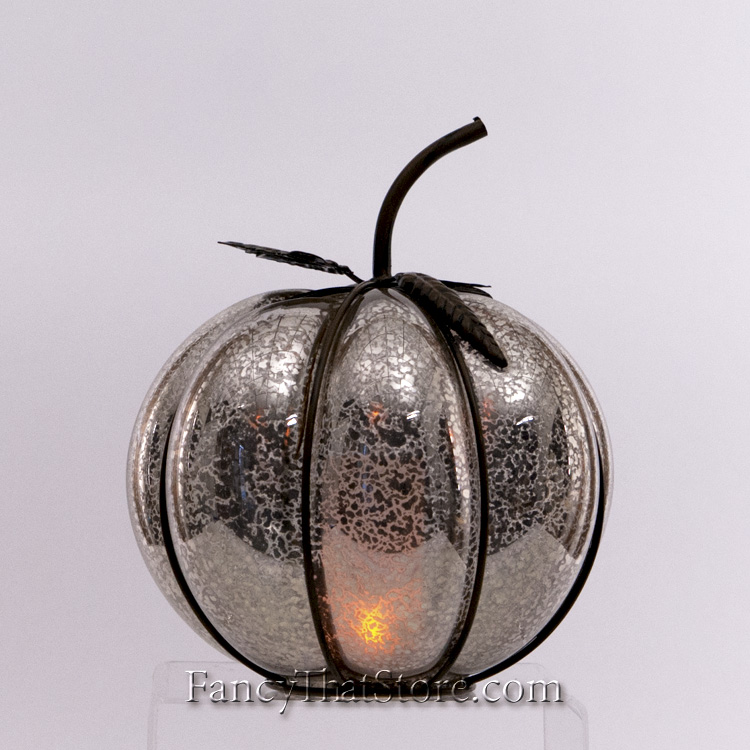 Mercury Glass Pumpkin with Metal Detail