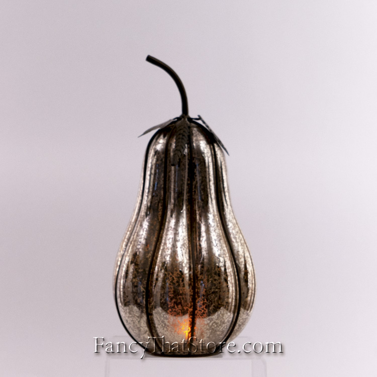 Mercury Glass Pumpkin with Metal Detail