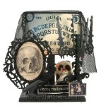 Collage Art Ouija Board Skull Scene by Christopher James