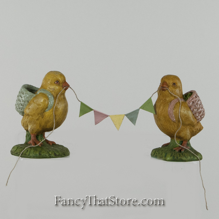Chicks Holding Pennant Garland from Bethany Lowe Designs